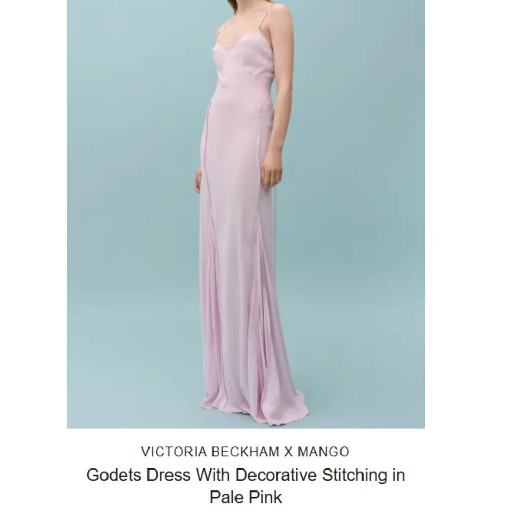Mango x Victoria Beckham Godets dress with decorative stitching